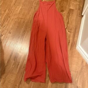 Chic Orange Jumpsuit with Wide-Leg Silhouette